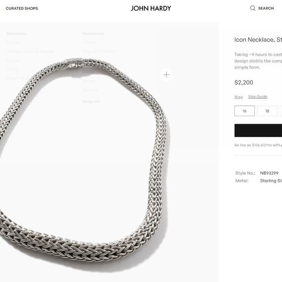 SOLD - JOHN HARDY - ICON Sterling Silver 11mm Woven Necklace - Mint! $2200 - Picture 2 of 7